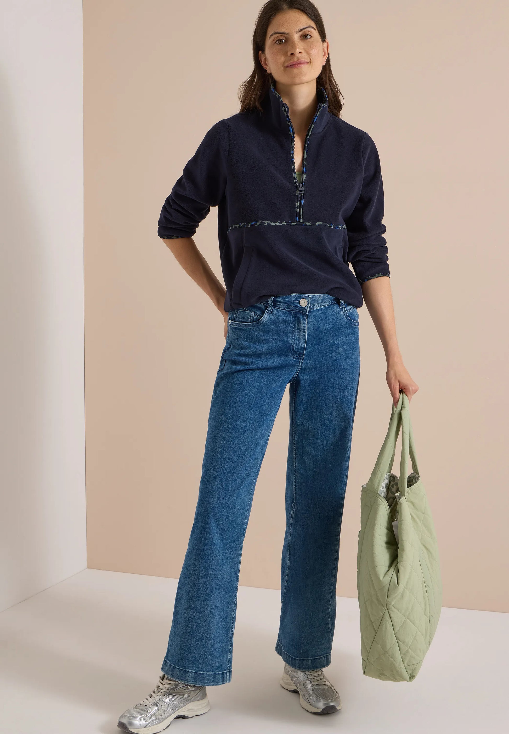Cecil Damen Fleece-Pullover mit Leo-Details