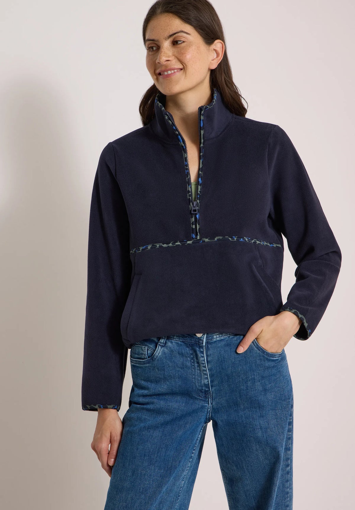 Cecil Damen Fleece-Pullover mit Leo-Details