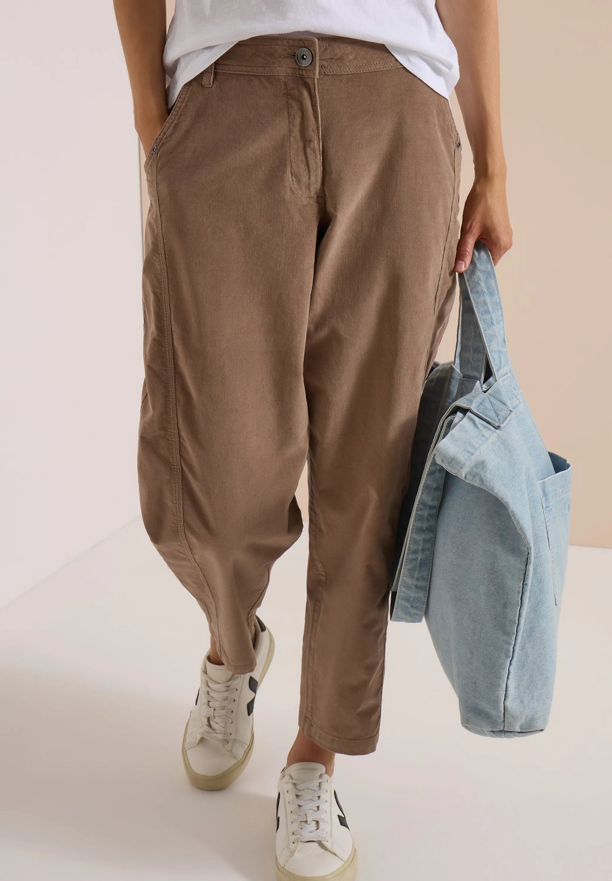 Cecil Damen Hose Mid Waist Barrel Leg Casual Fit