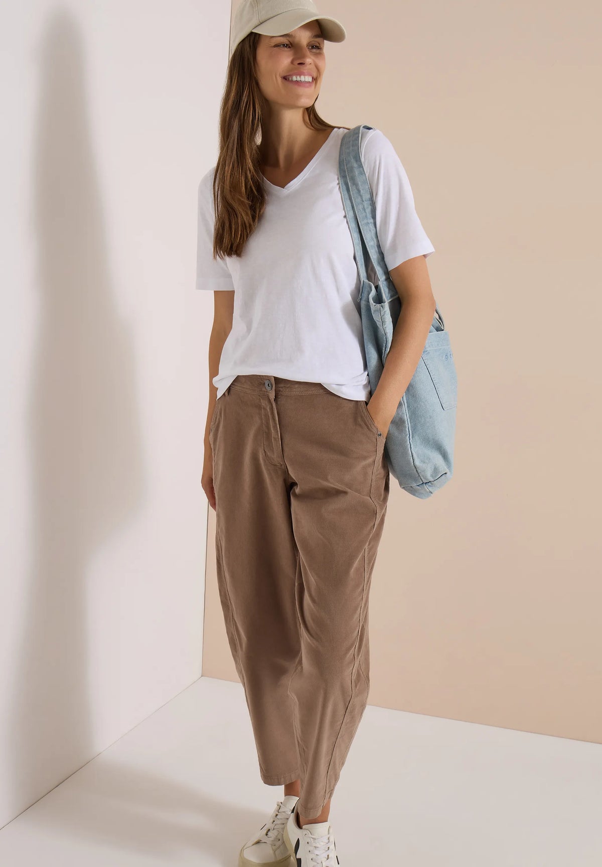 Cecil Damen Hose Mid Waist Barrel Leg Casual Fit
