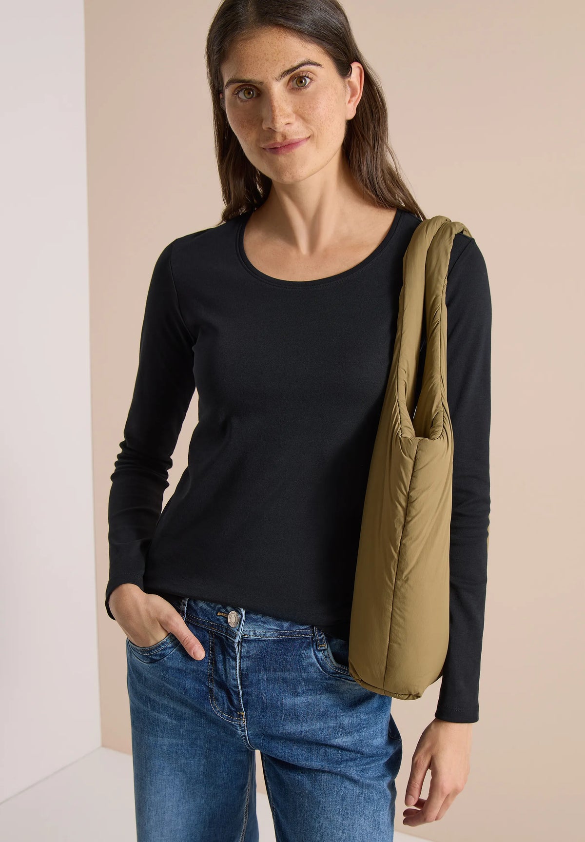 Cecil Damen Basic Langarm Shirt mit Rundhals