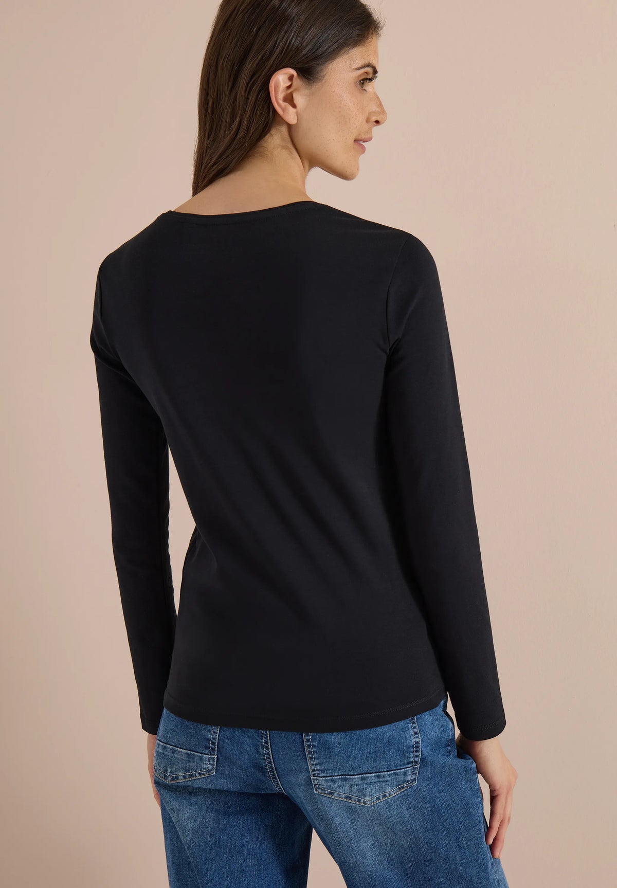 Cecil Damen Basic Langarm Shirt mit Rundhals