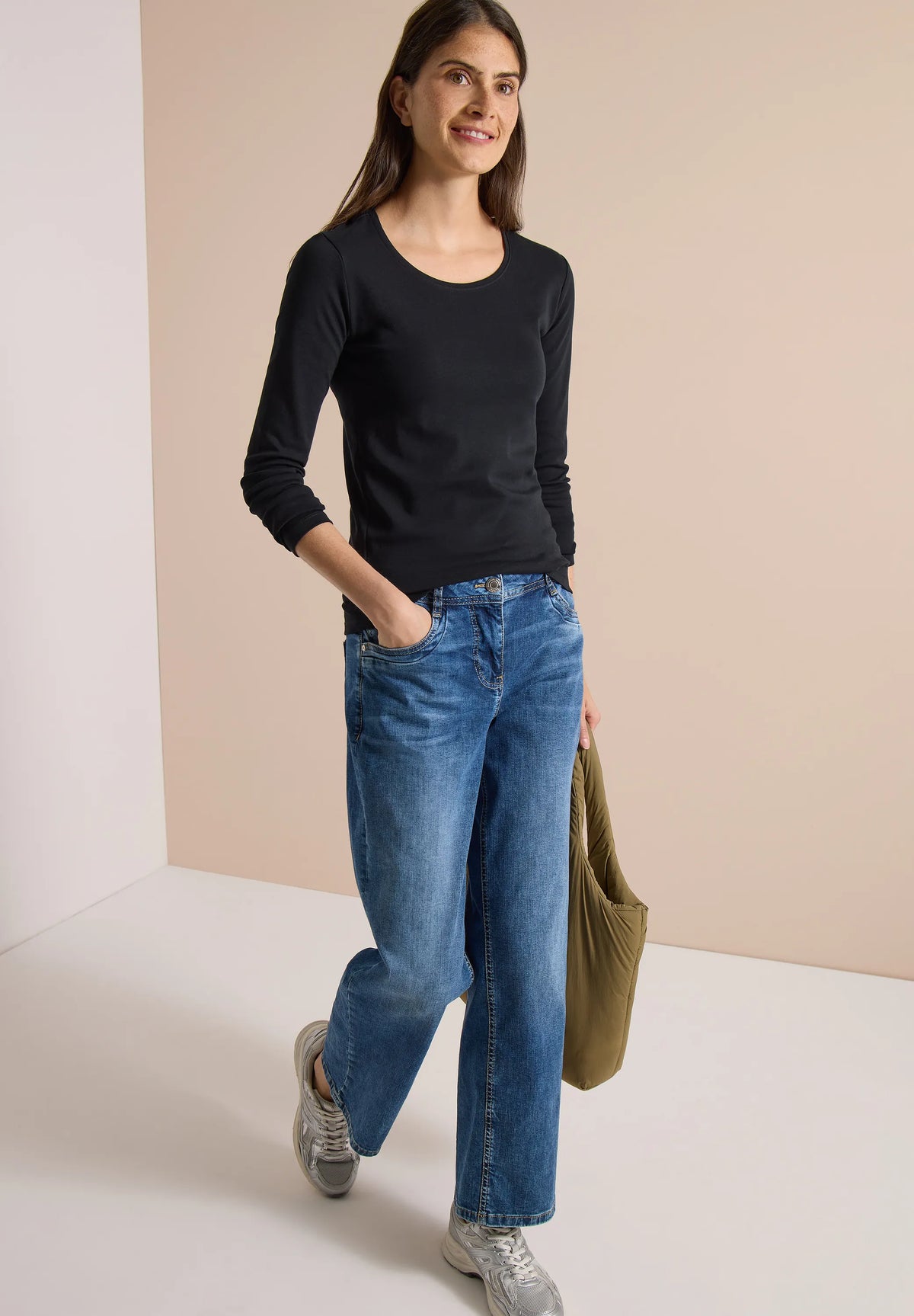 Cecil Damen Basic Langarm Shirt mit Rundhals