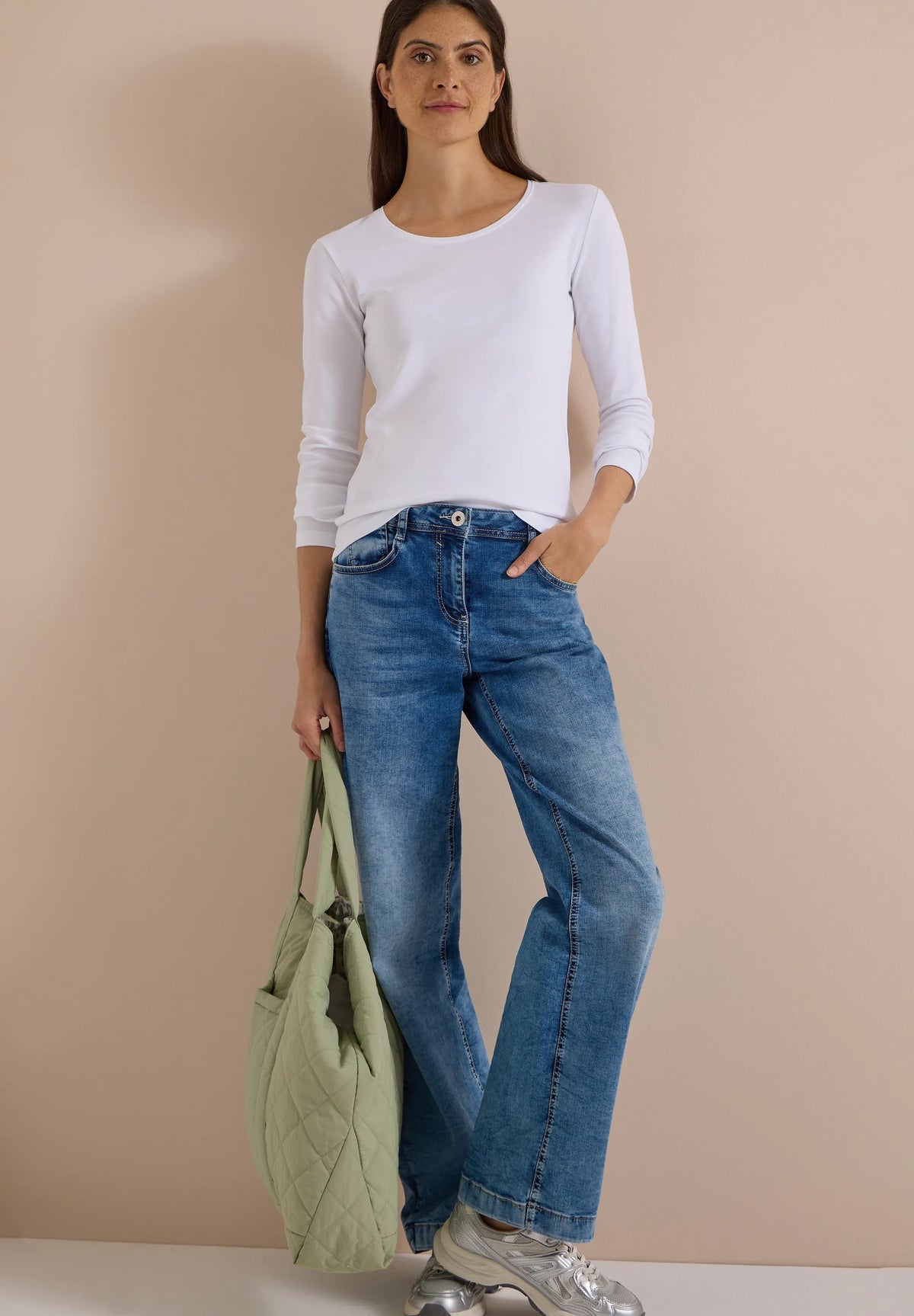 Cecil Damen Basic Langarm Shirt mit Rundhals