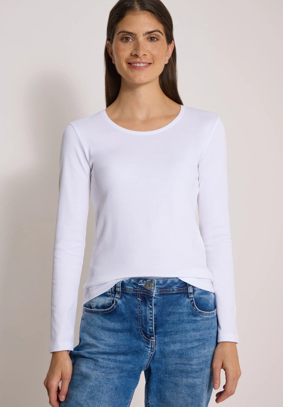 Cecil Damen Basic Langarm Shirt mit Rundhals