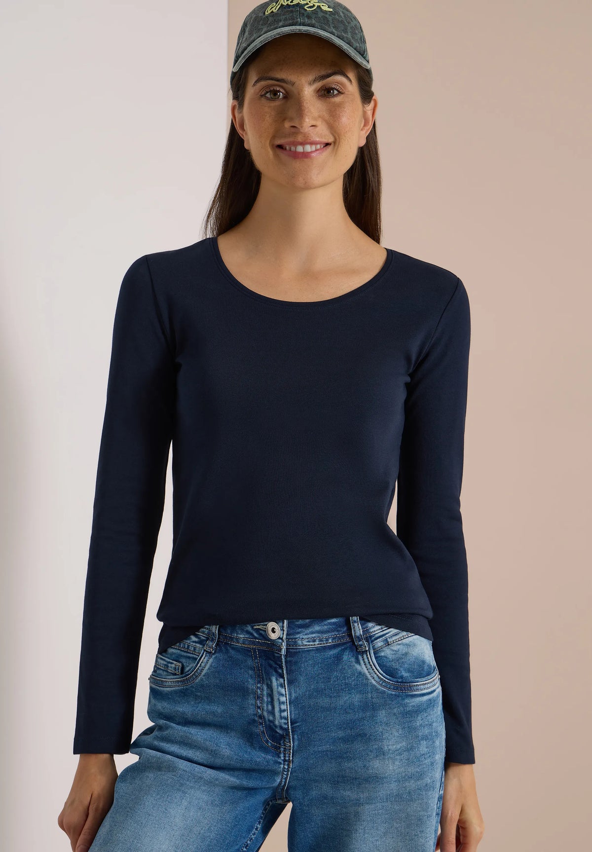 Cecil Damen Basic Langarm Shirt mit Rundhals