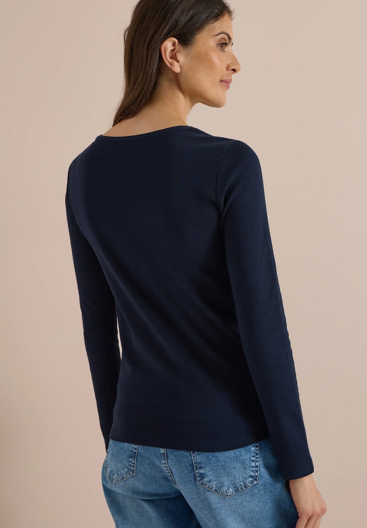 Cecil Damen Basic Langarm Shirt mit Rundhals
