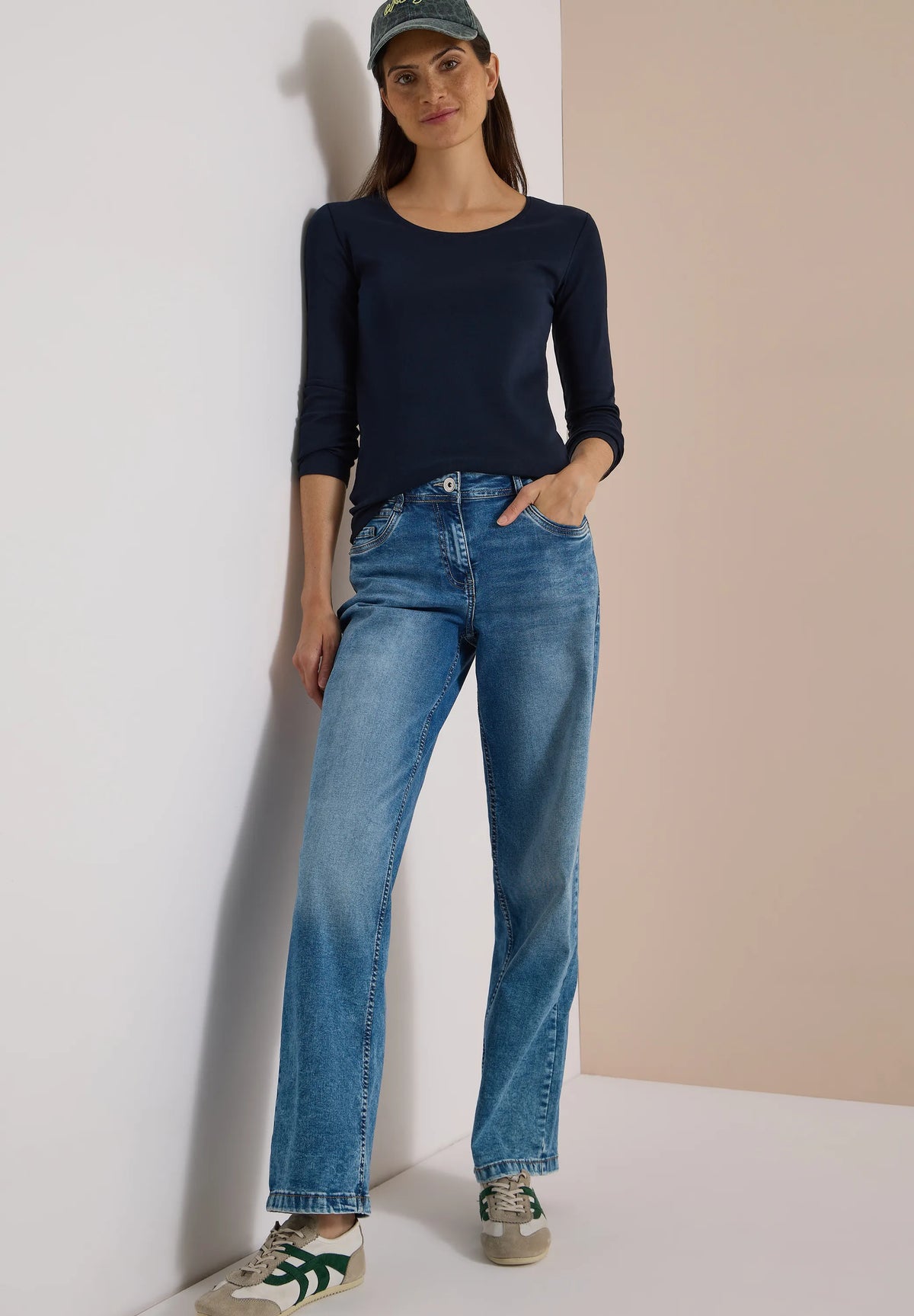 Cecil Damen Basic Langarm Shirt mit Rundhals