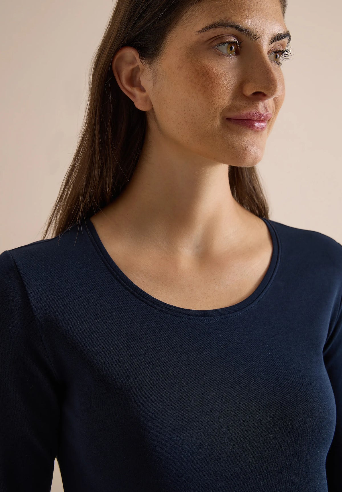 Cecil Damen Basic Langarm Shirt mit Rundhals