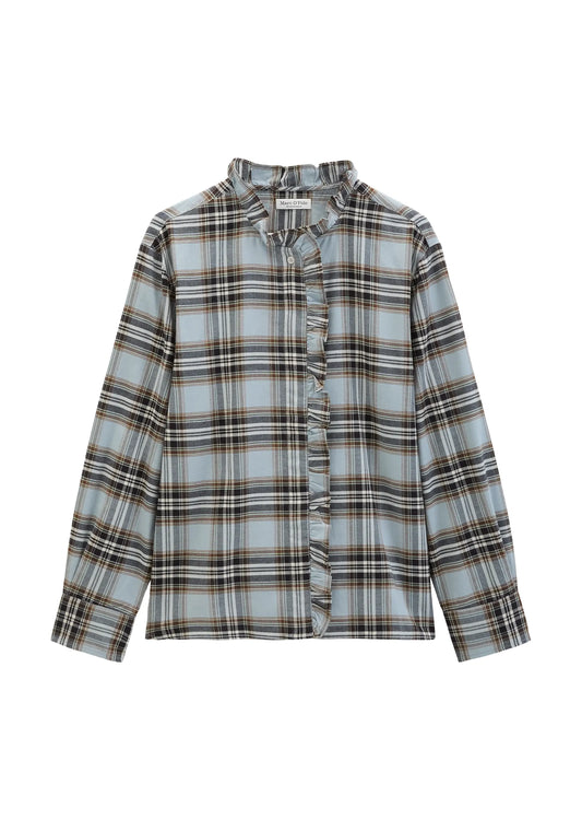 Marc O'Polo – Marc O'Polo Damen Karierte Rüschenbluse relaxed