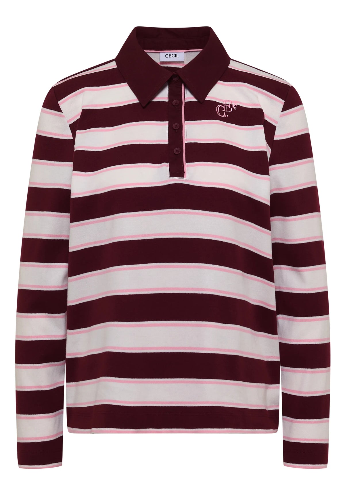 Cecil – Cecil Damen Langarm Poloshirt mit Knöpfen