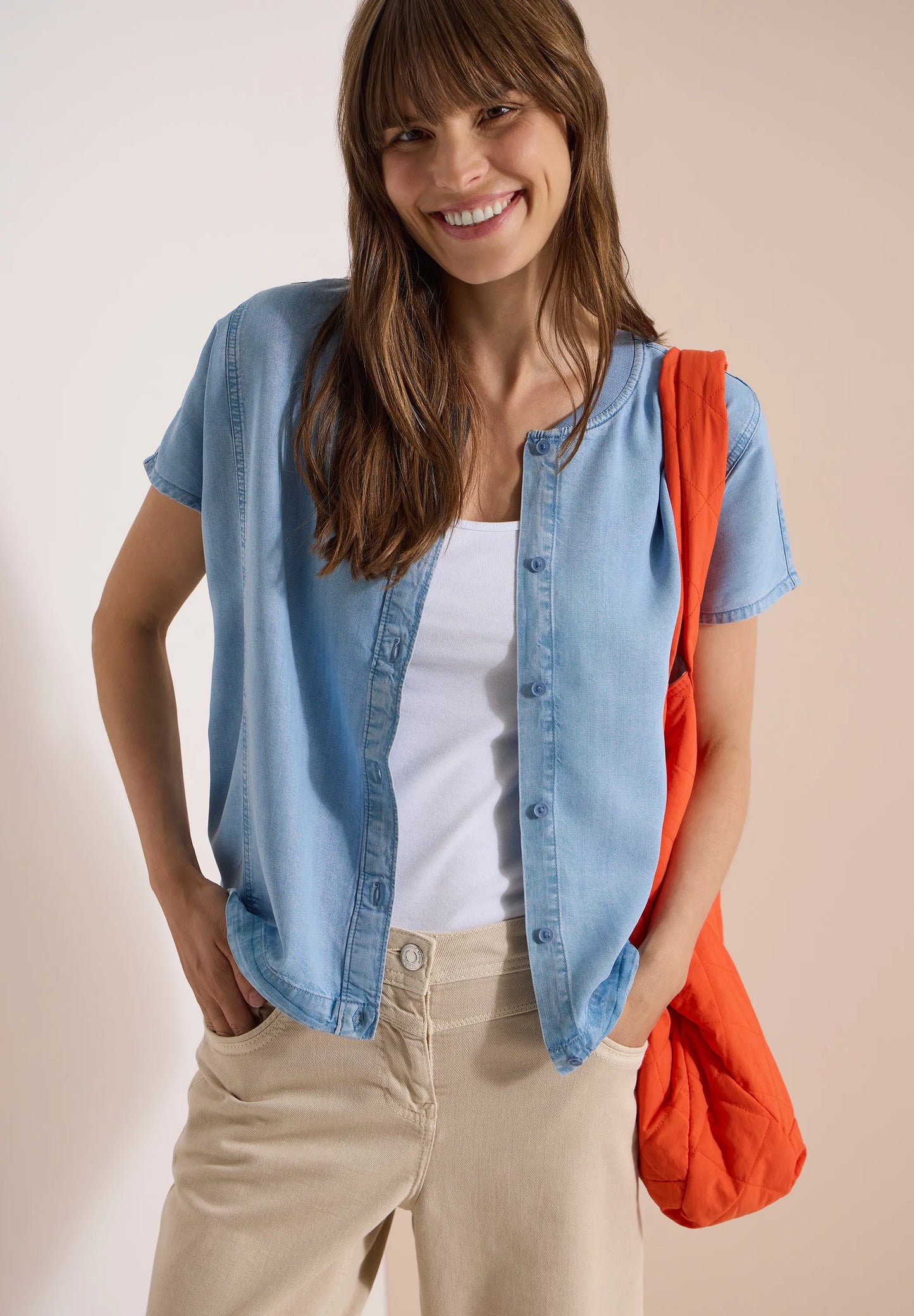 Cecil – Lyocell-Bluse in Blouson-Optik
