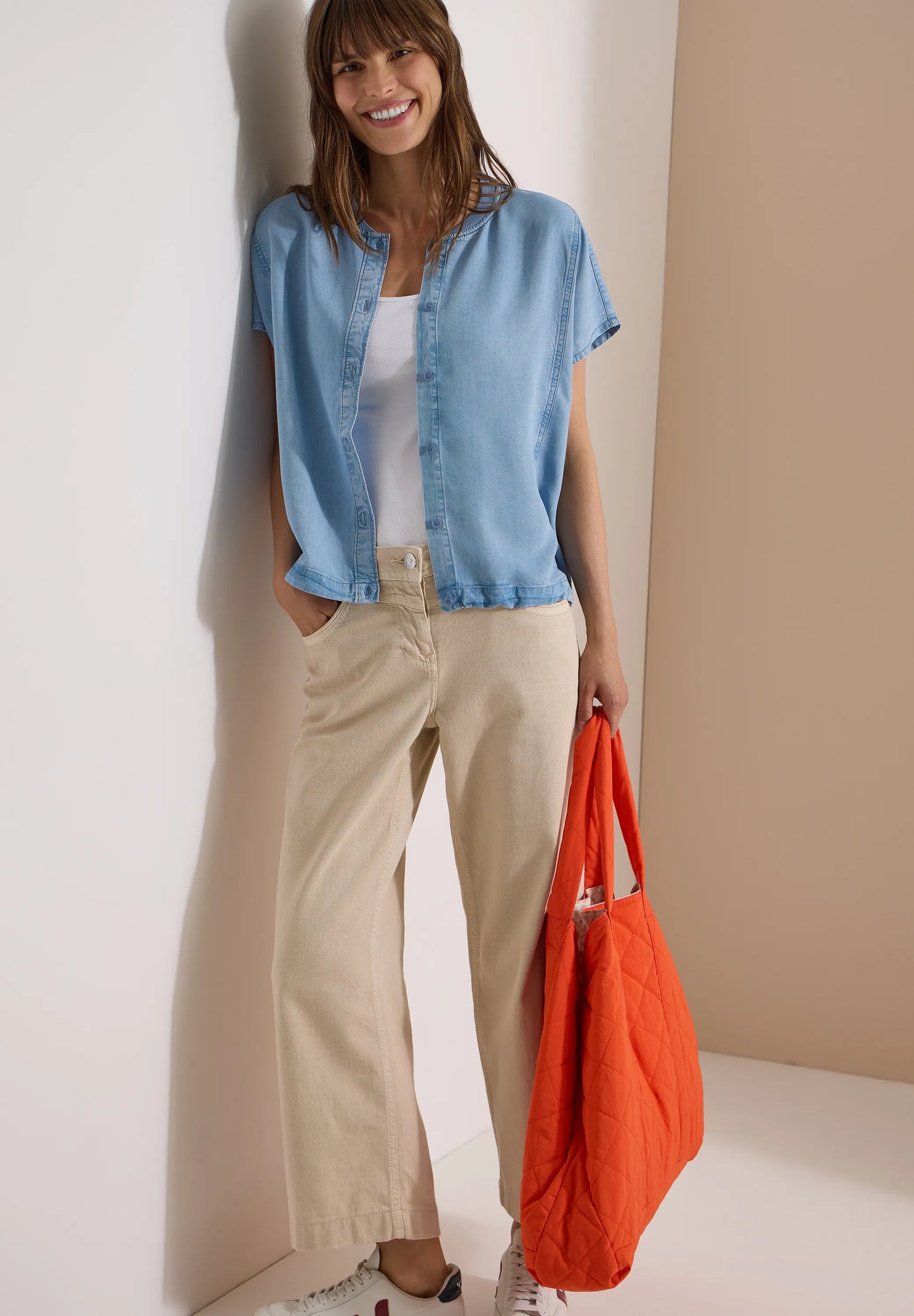 Cecil – Lyocell-Bluse in Blouson-Optik