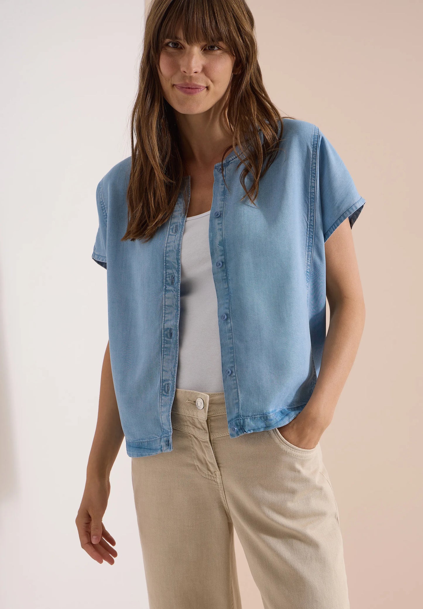 Cecil – Lyocell-Bluse in Blouson-Optik