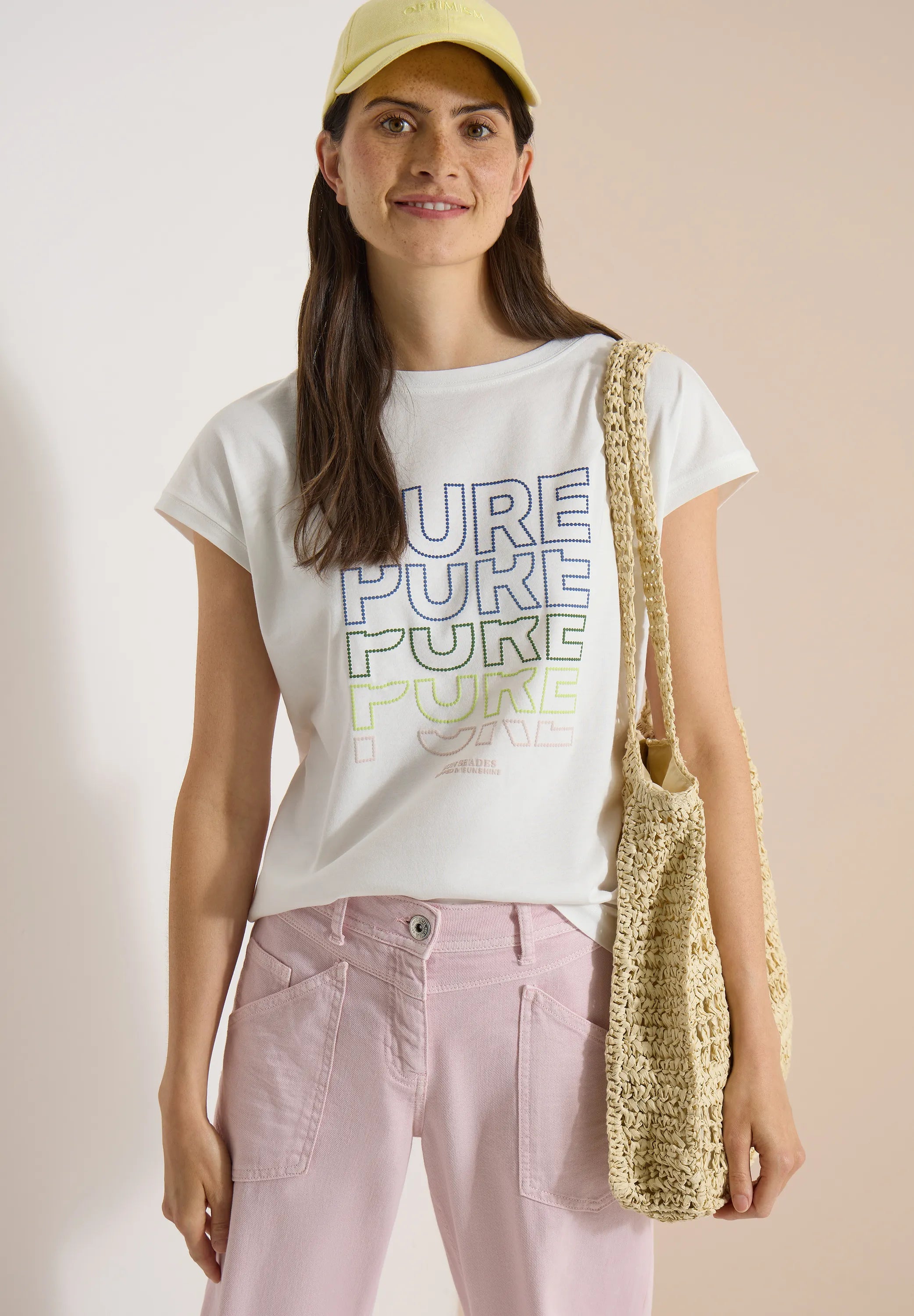 Cecil – T-Shirt mit Boat Neck und Frontprint