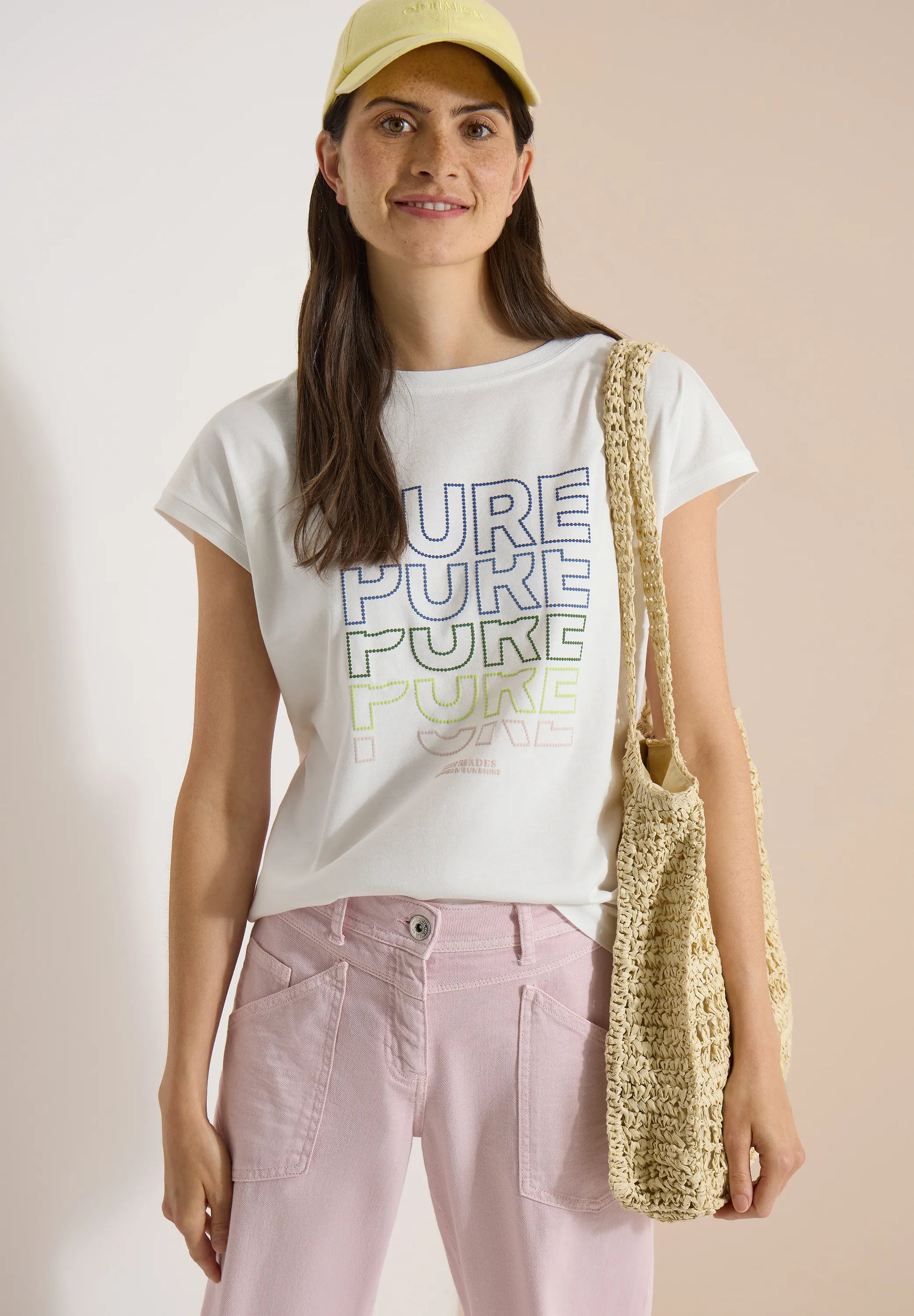 Cecil – T-Shirt mit Boat Neck und Frontprint