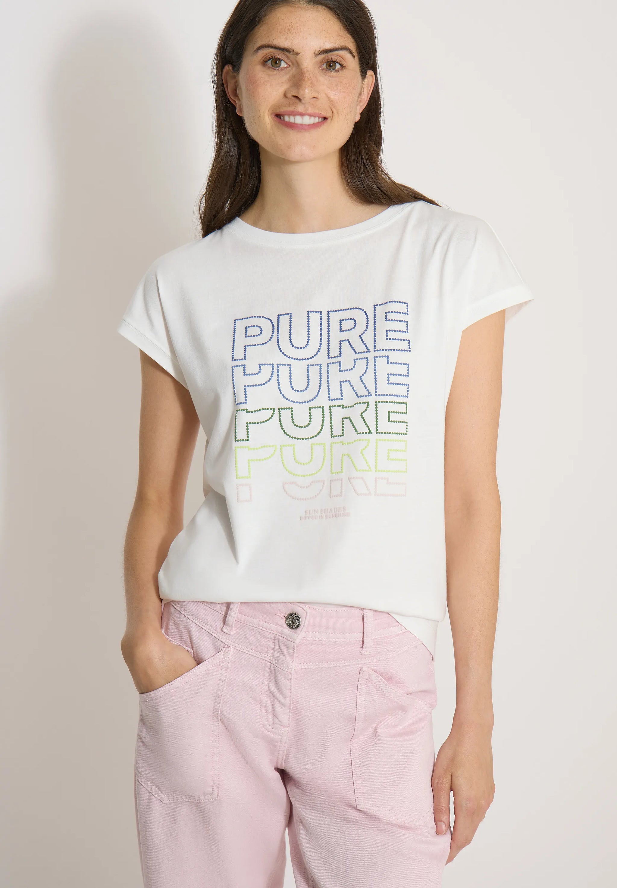 Cecil – T-Shirt mit Boat Neck und Frontprint