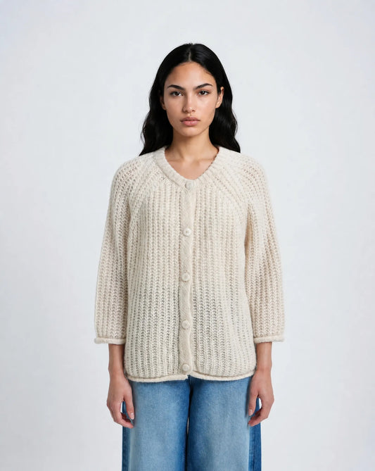 Smith&Soul – Hairy Round Neck 3/4 Slv Cardigan