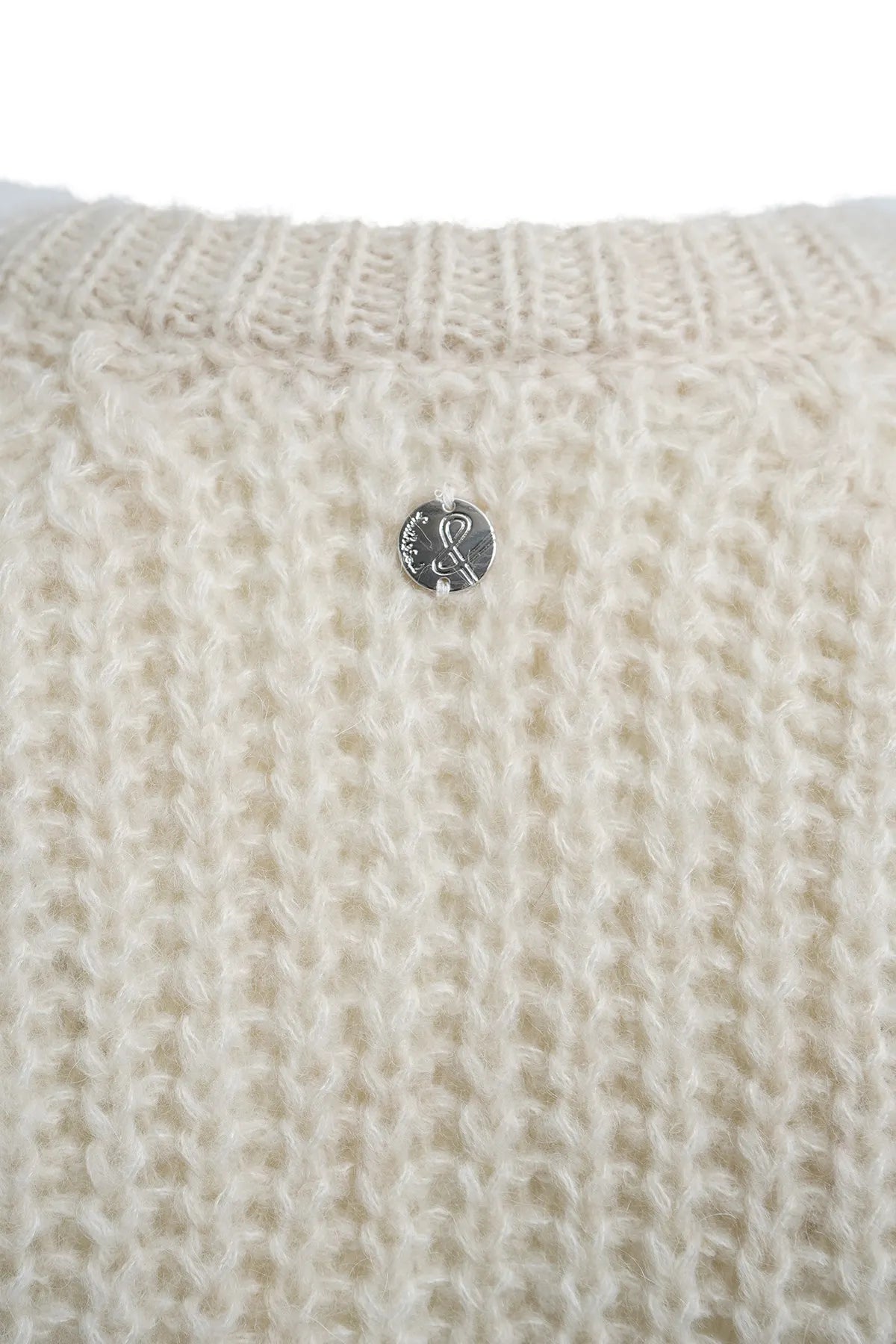 Hairy Round Neck 3/4 Slv Cardigan