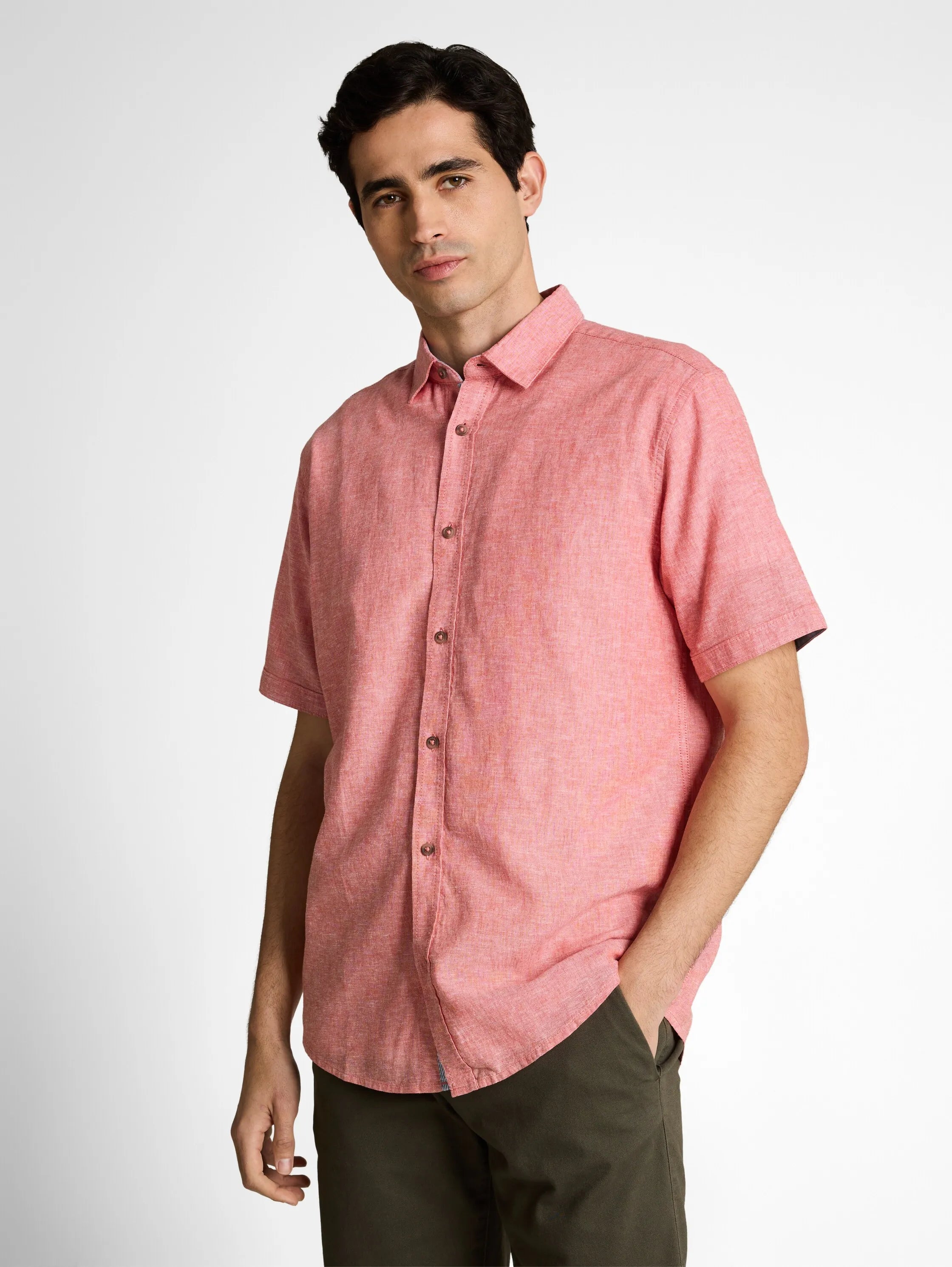 Tom Tailor – Regular Fit Kurzarmhemd mit Leinenanteil