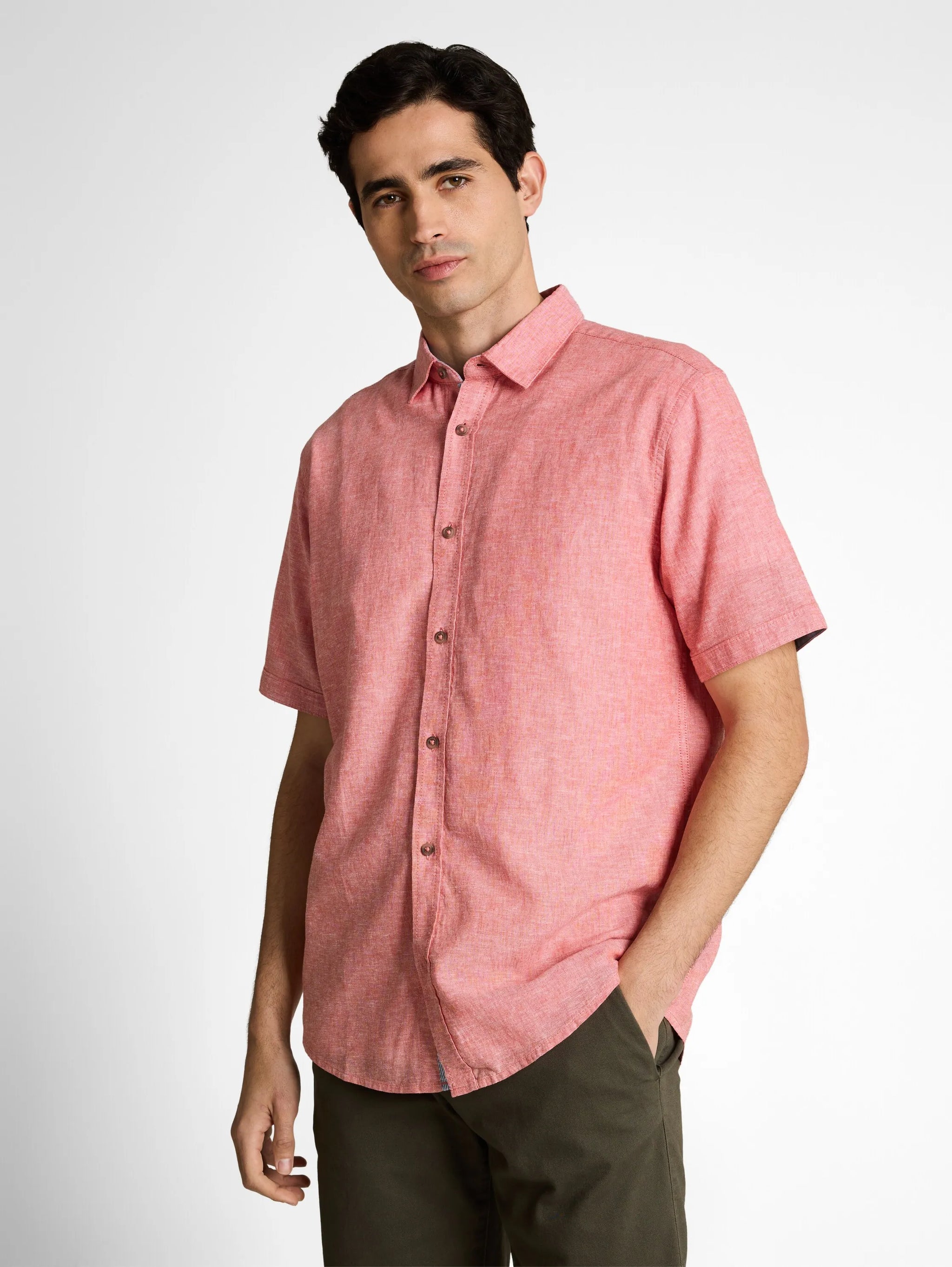 Tom Tailor – Regular Fit Kurzarmhemd mit Leinenanteil