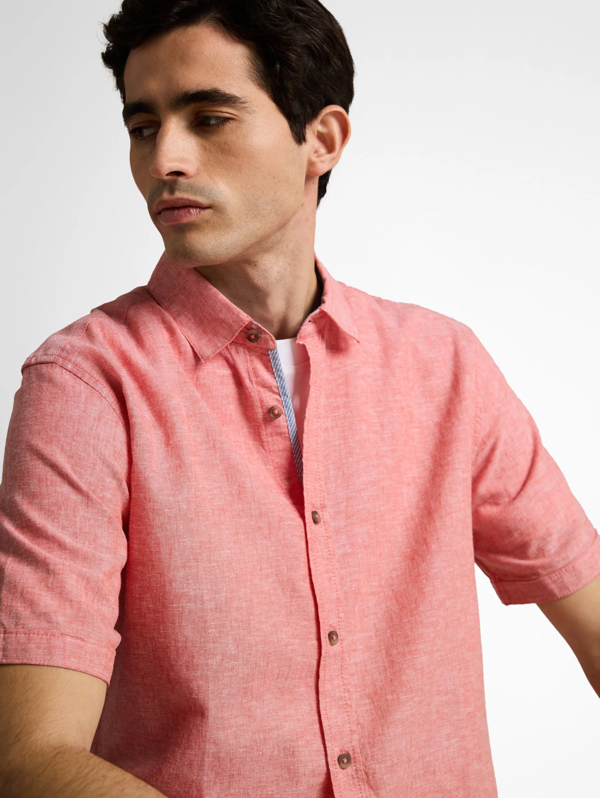 Tom Tailor – Regular Fit Kurzarmhemd mit Leinenanteil