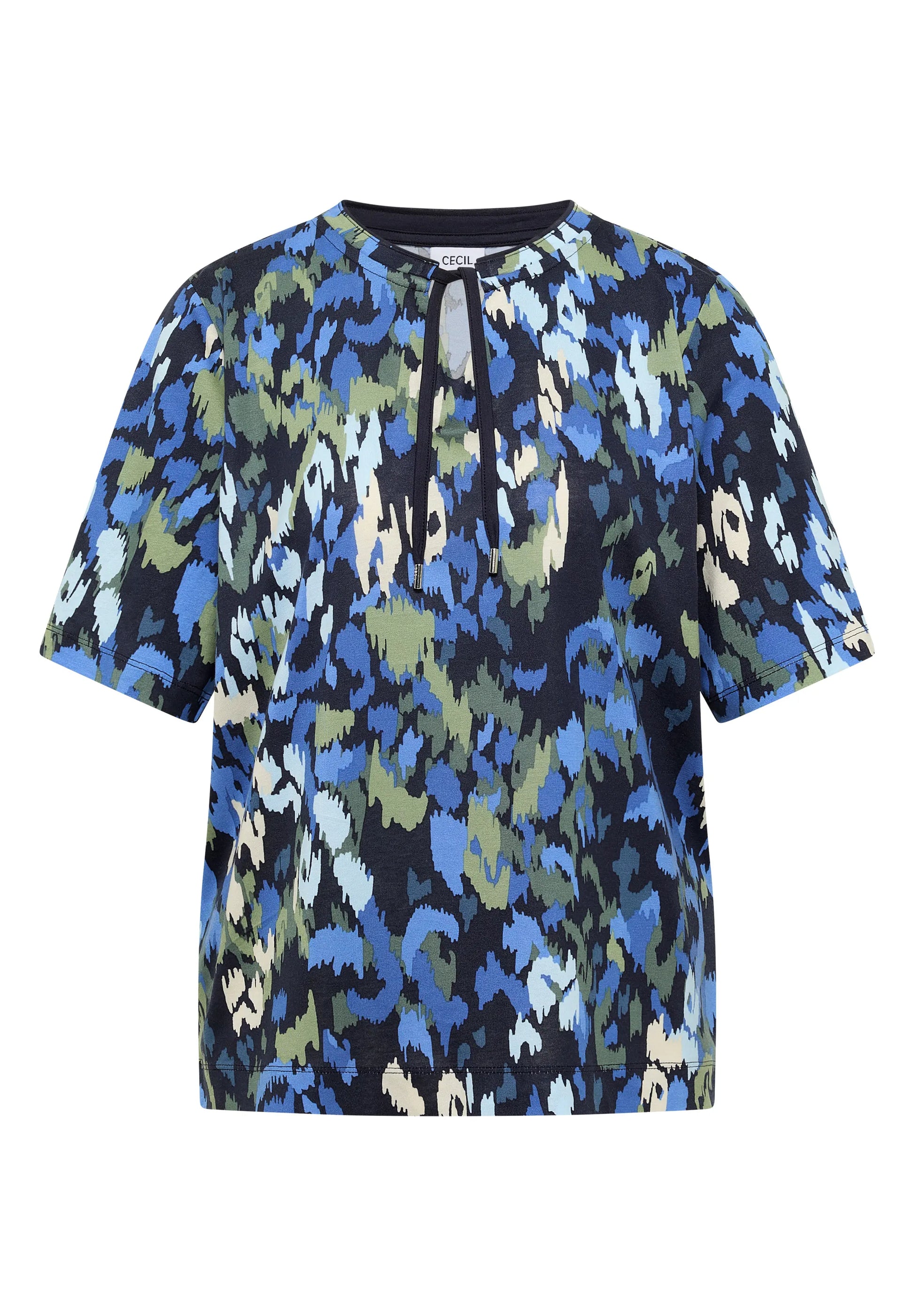 Cecil – T-Shirt mit Split Neck und Print