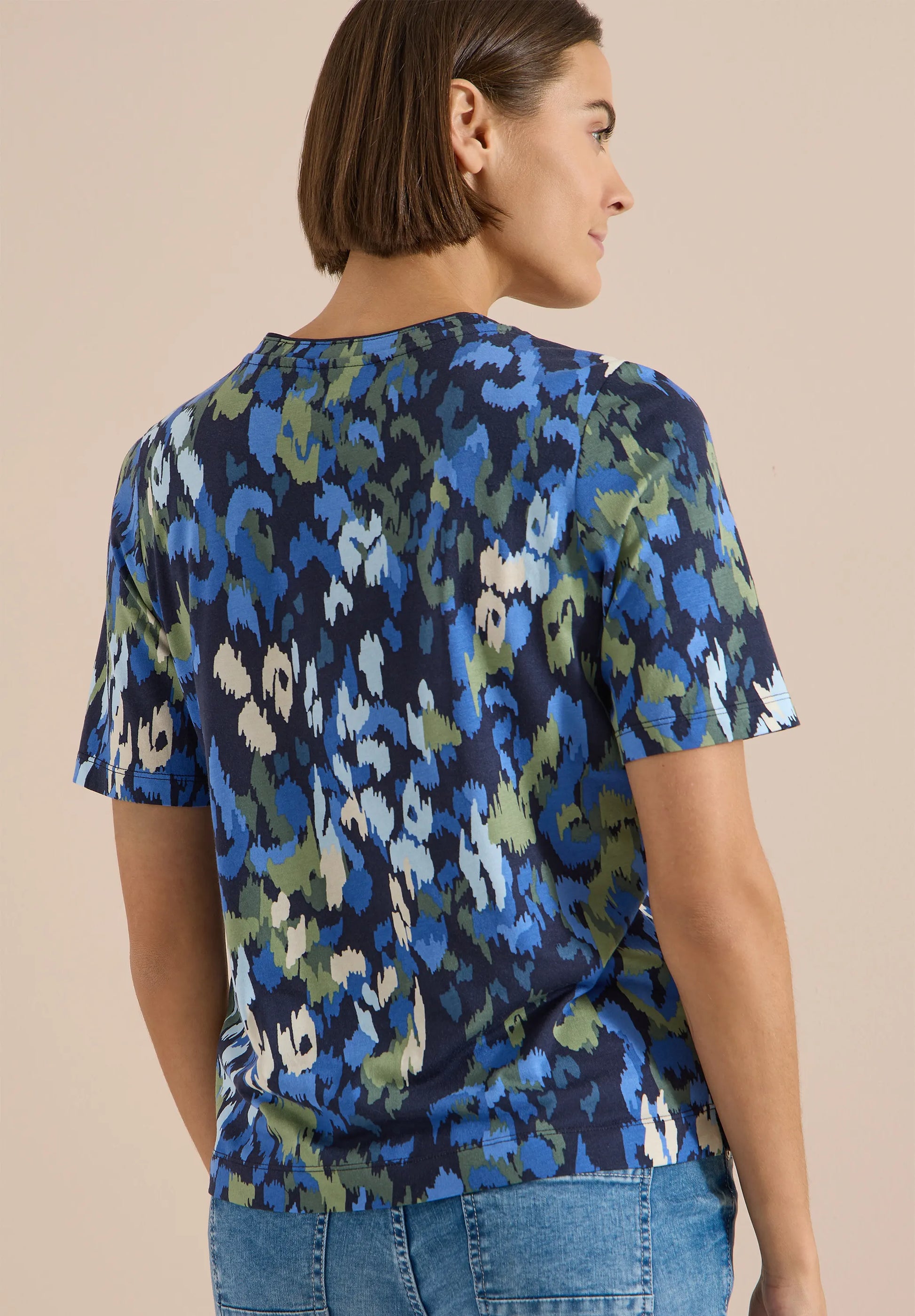 Cecil – T-Shirt mit Split Neck und Print