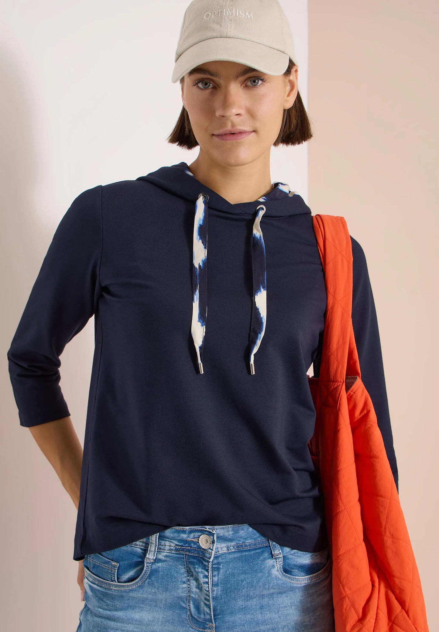Cecil – 3/4-Arm Shirt mit Kapuze und Printdetails