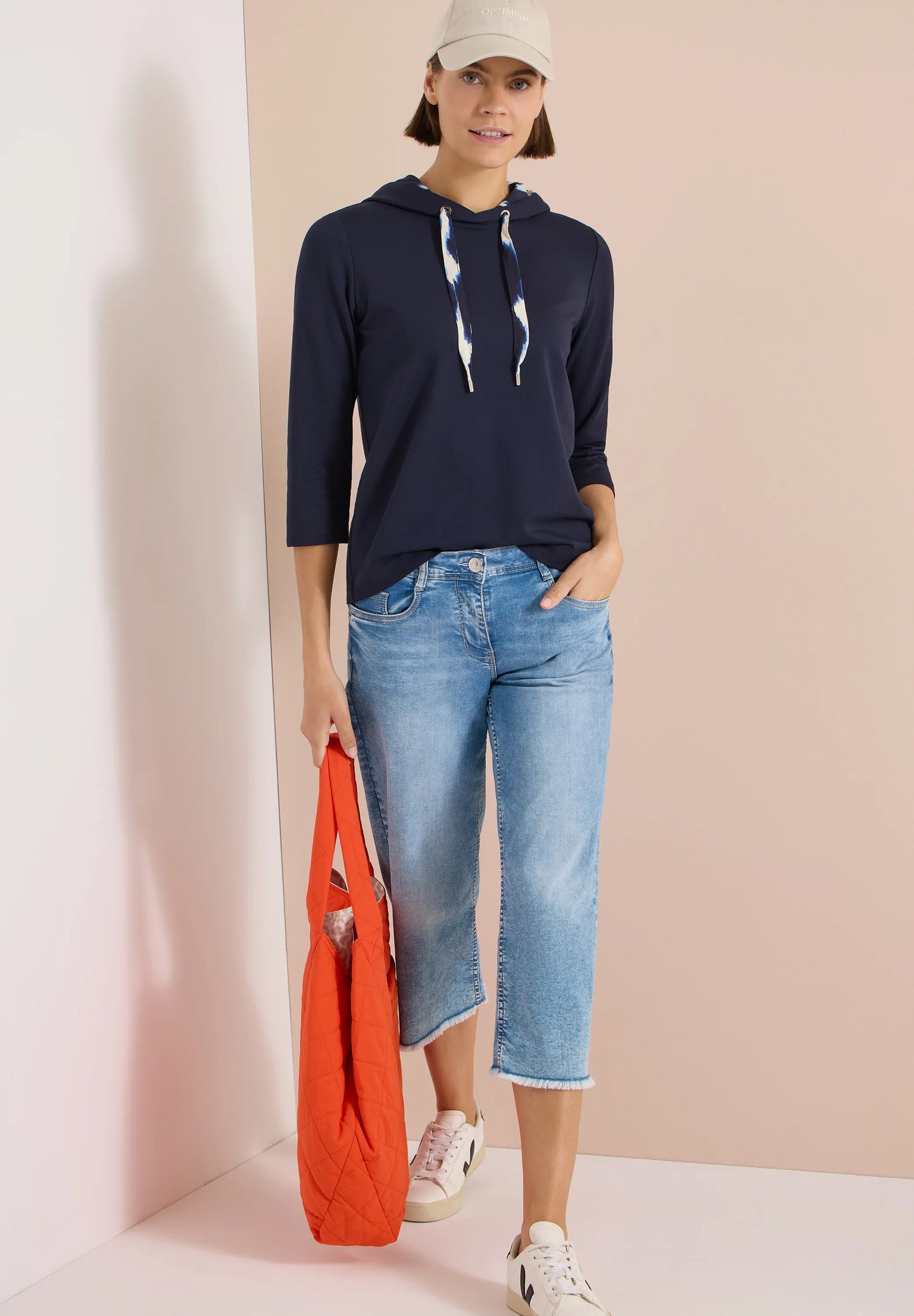 Cecil – 3/4-Arm Shirt mit Kapuze und Printdetails
