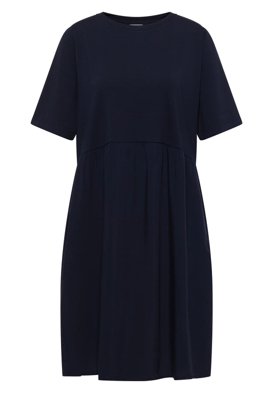 Knielanges Kleid mit Strukturmix