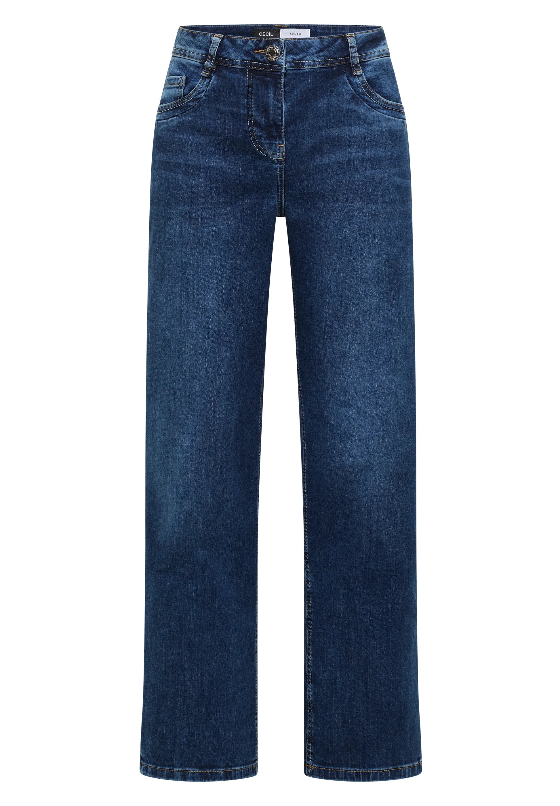 Wide Leg Jeans mit Turn-Up im Leo-Look