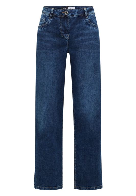 Wide Leg Jeans mit Turn-Up im Leo-Look