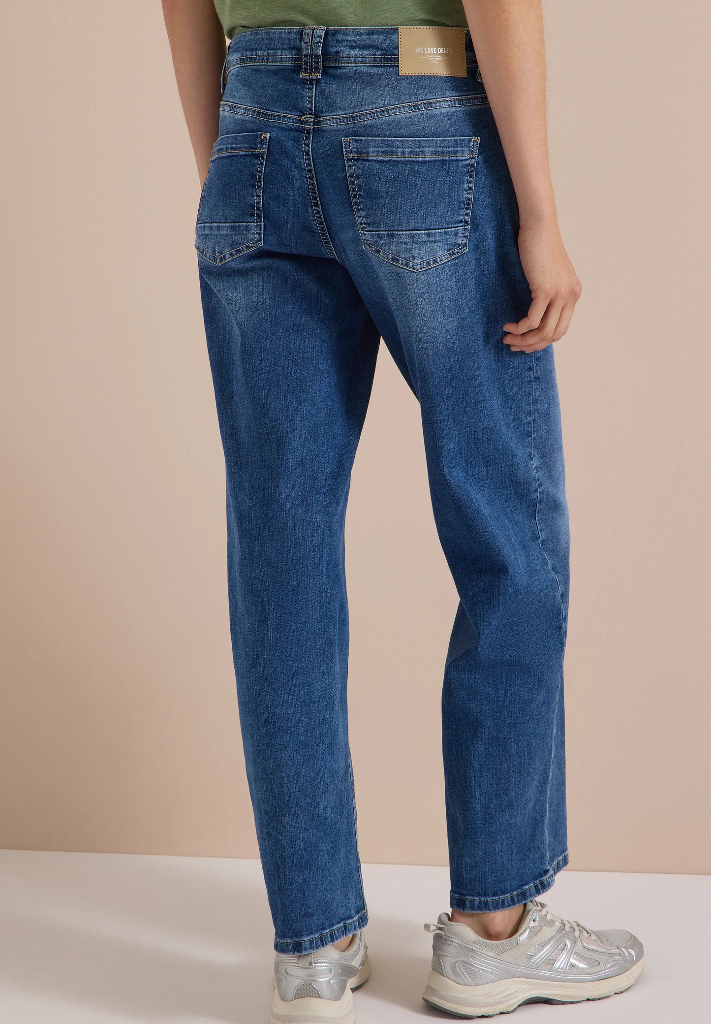 Wide Leg Jeans mit Turn-Up im Leo-Look