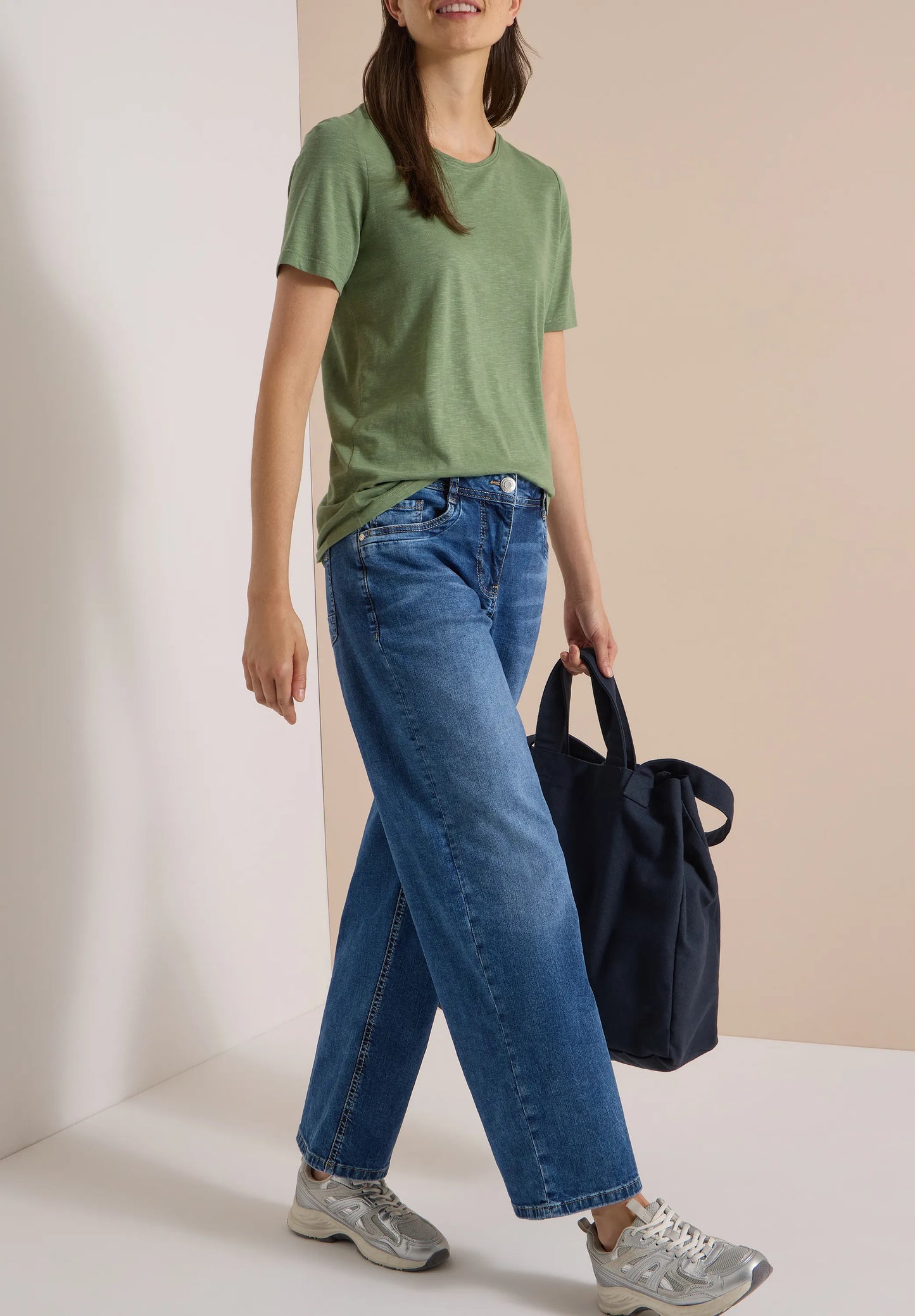 Wide Leg Jeans mit Turn-Up im Leo-Look