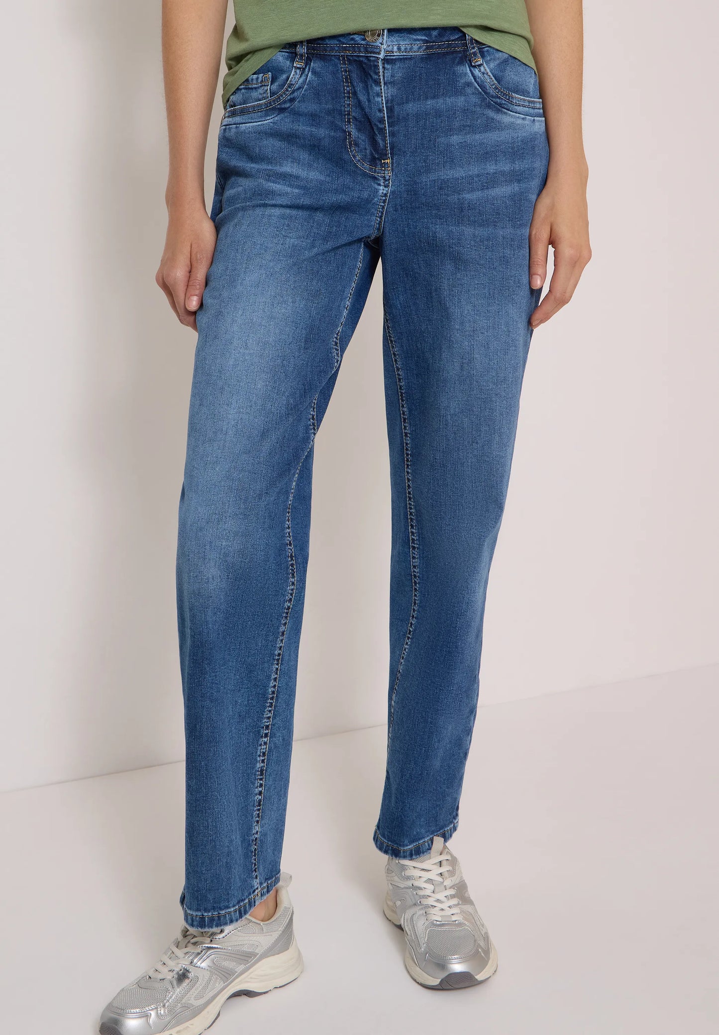 Wide Leg Jeans mit Turn-Up im Leo-Look