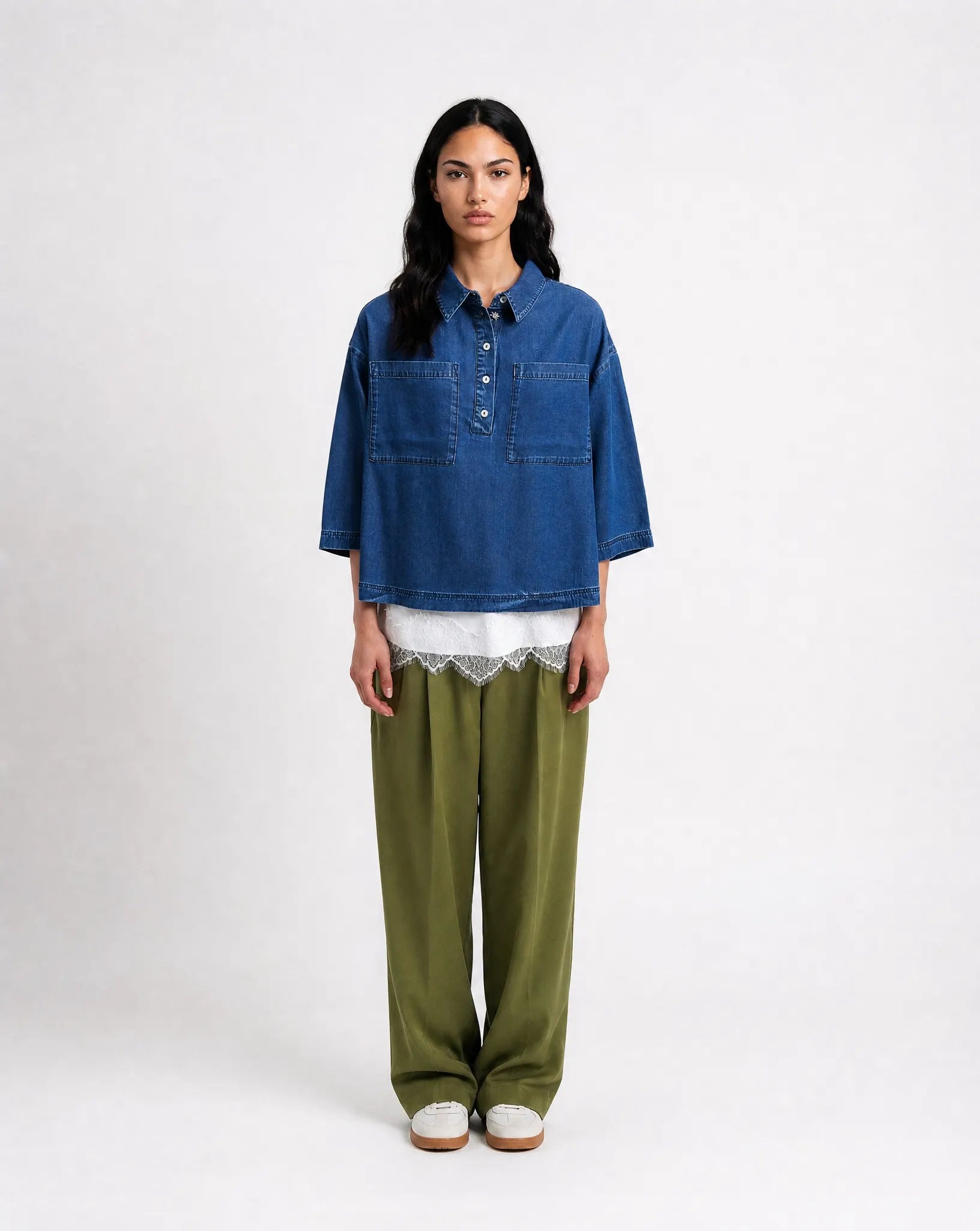 Lyocell Polo Blouse