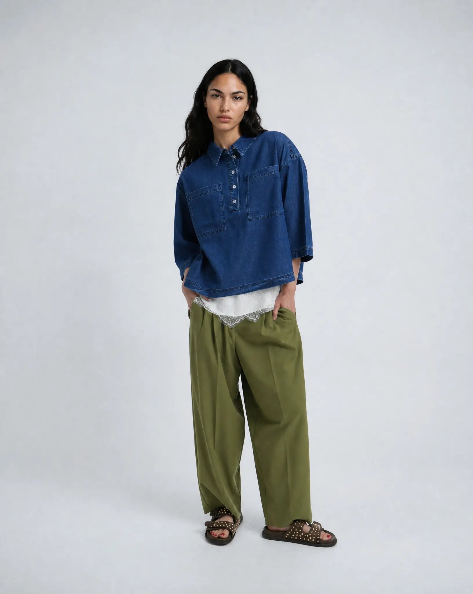Lyocell Polo Blouse