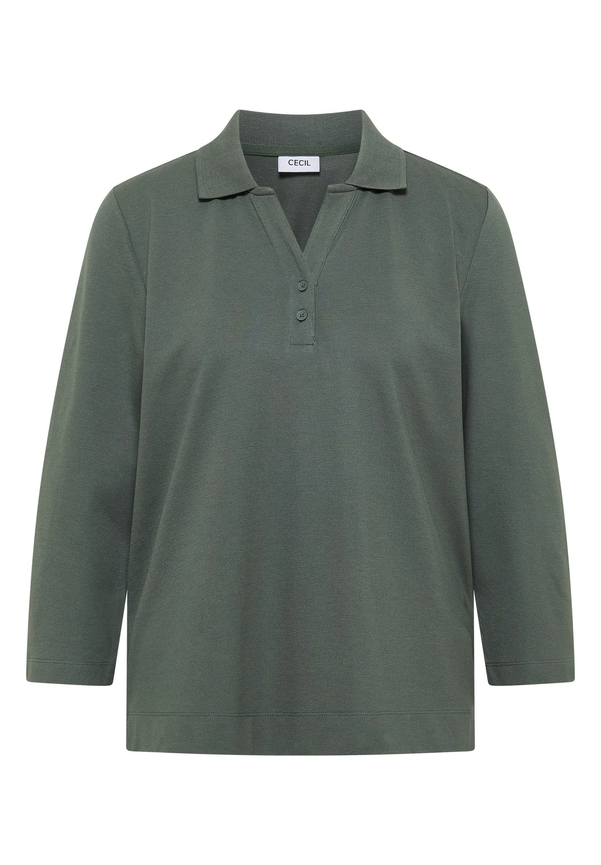 3/4-Arm Poloshirt mit Knopfdetail