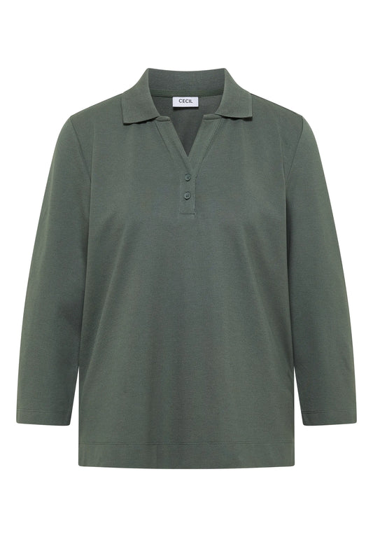 Cecil – 3/4-Arm Poloshirt mit Knopfdetail