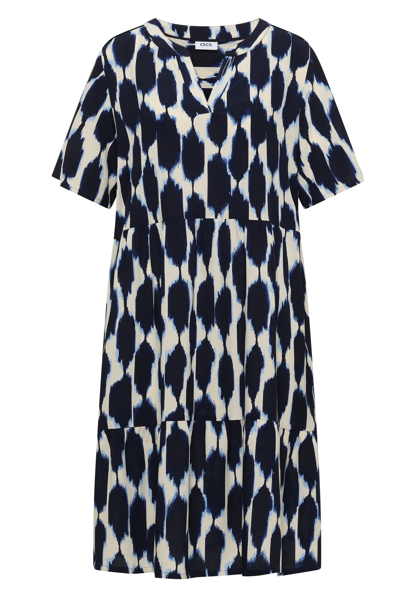 Knielanges Kleid mit Split Neck und Struktur