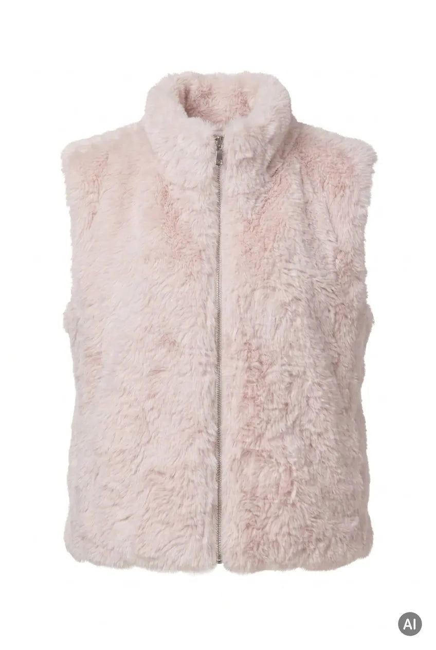 Monari – Beige Webpelz-Weste