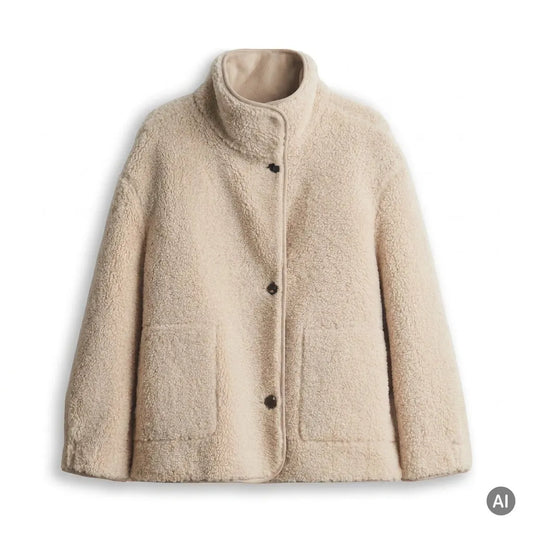 OPUS – Beige Teddyfell-Jacke