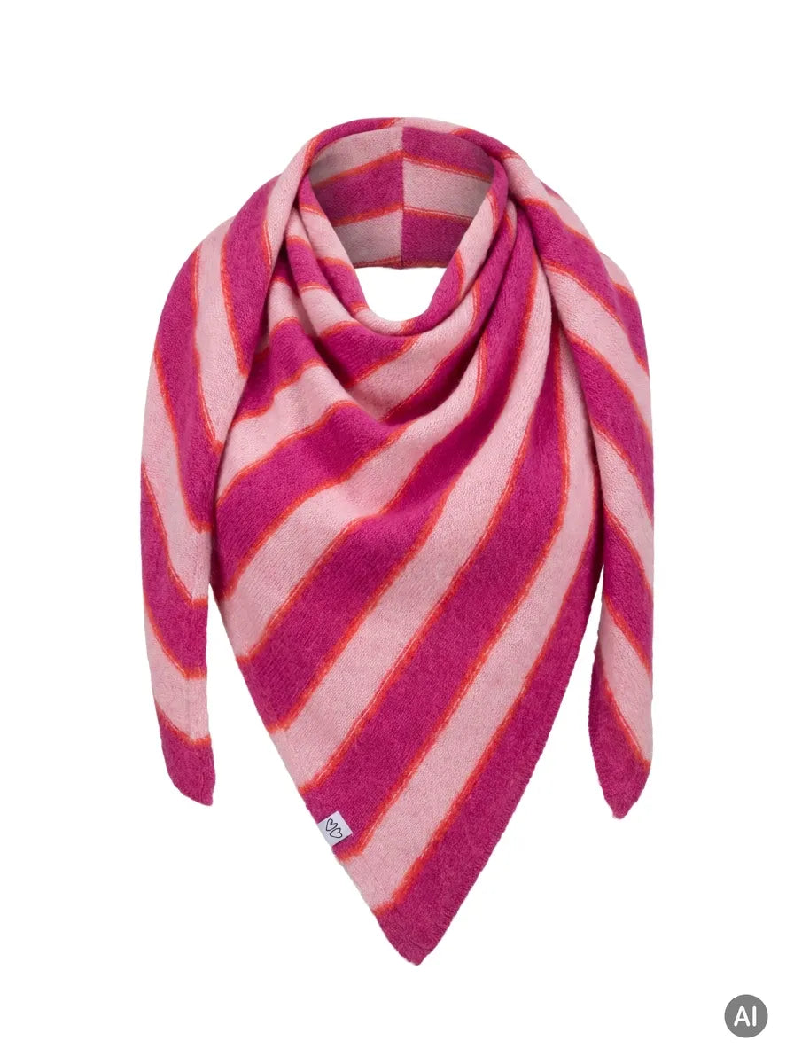 Zwillingsherz Damen Dreieckstuch "Fluffy Stripe"