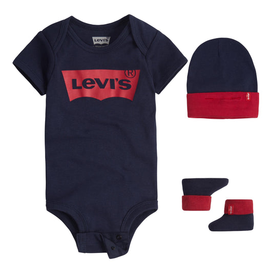 Levis Kids Bodysuit Hat Bootie Set blau