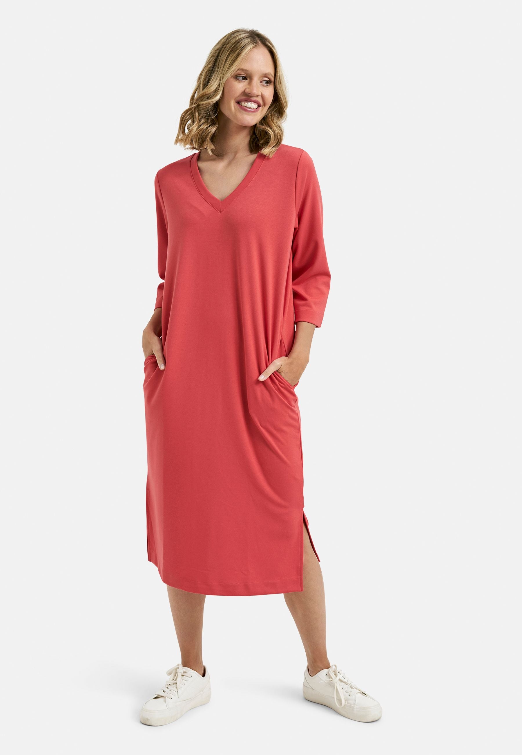 Smith&Soul Sweatdress V-Neck rosa