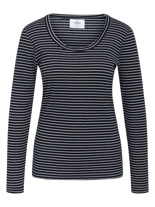 Klitmöller Damen Shirt L/S rib tee stripes blau